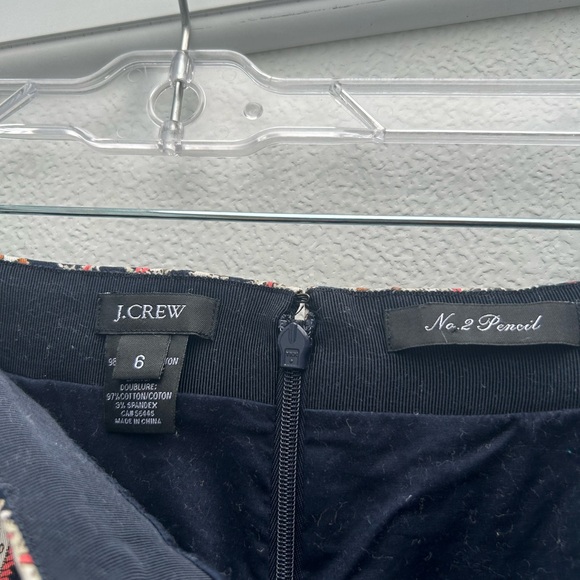 J. CREW Pencil Skirt Sz 6 Feather Paisley Print Navy Blue Multi No. 2 Office - Picture 8 of 13